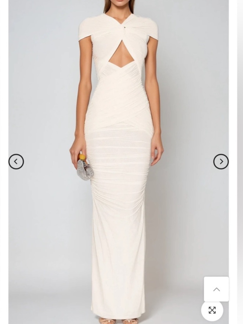Elegant Ivory Maxi Dress with Cutout Detail